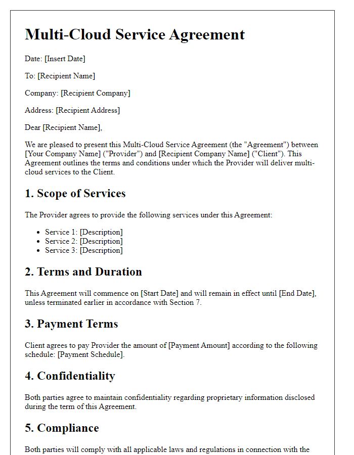 Letter template of multi-cloud agreement