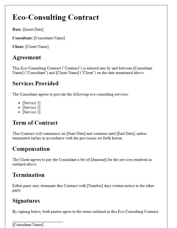 Letter template of eco-consulting contract