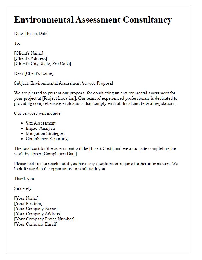 Letter template of environmental assessment consultancy letter