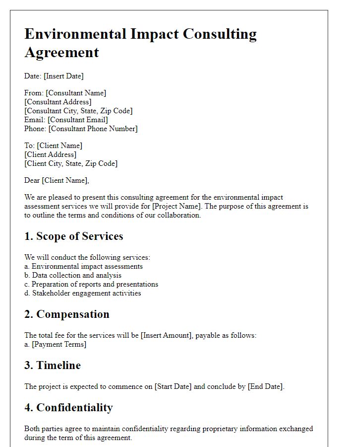 Letter template of environmental impact consulting deal