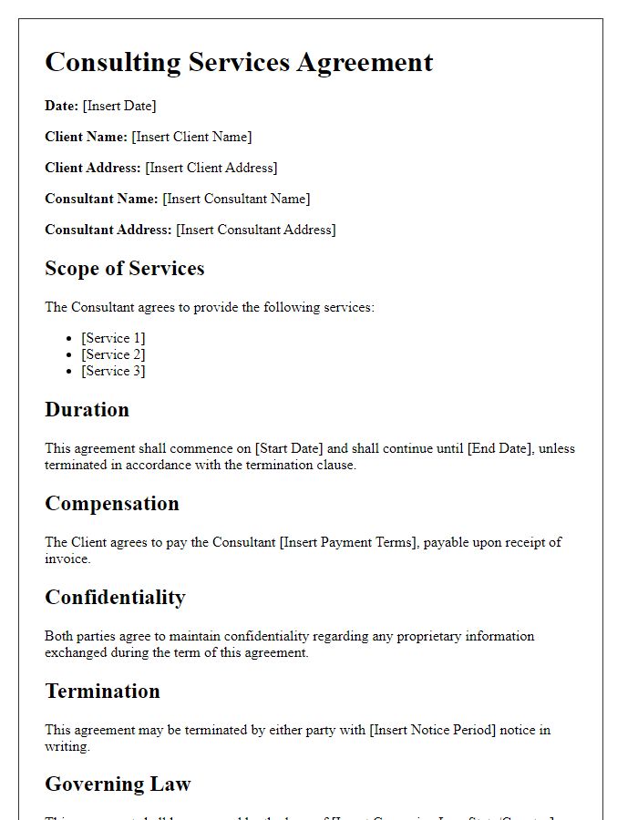 Letter template of green consulting services contract