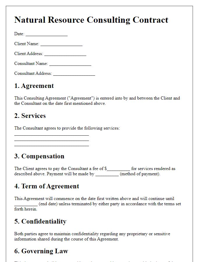 Letter template of natural resource consulting contract