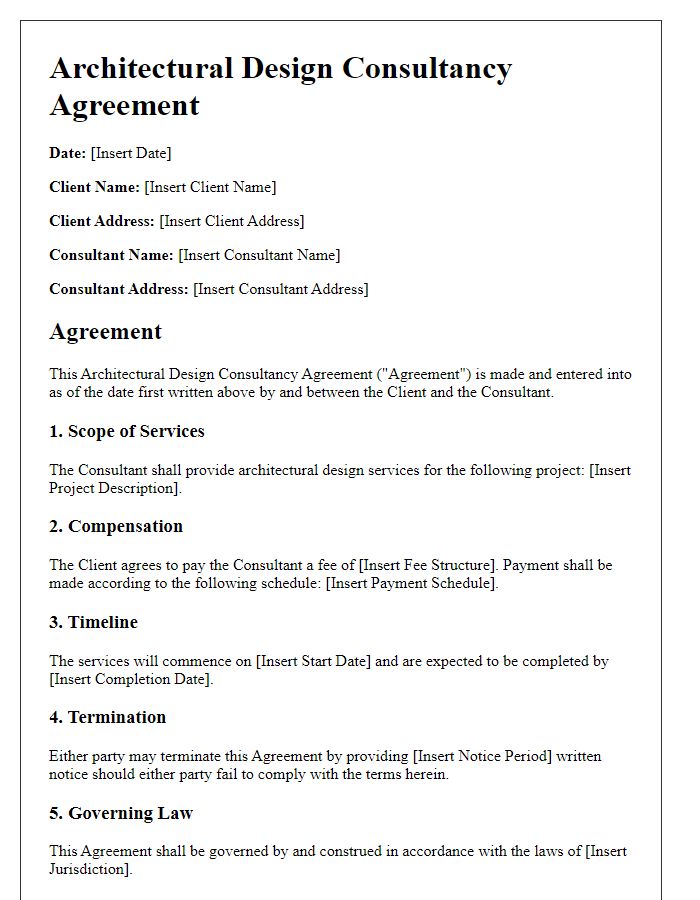 Letter template of architectural design consultancy agreement