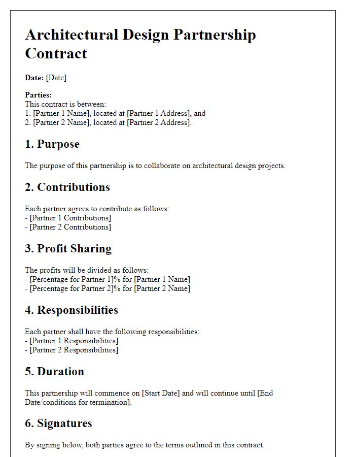 Letter template of architectural design partnership contract