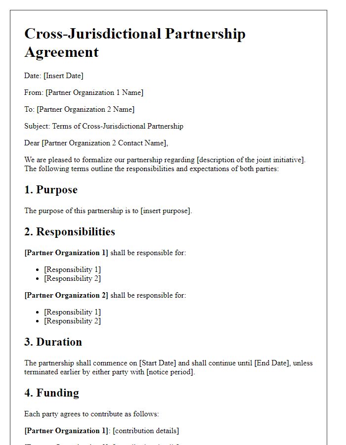 Letter template of cross-jurisdictional partnership terms