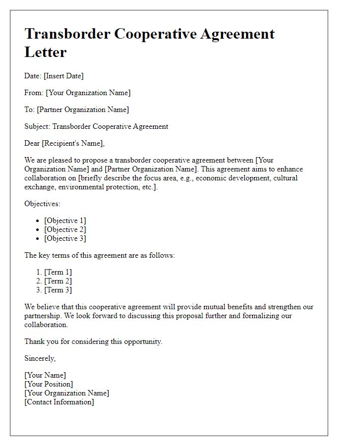 Letter template of transborder cooperative agreement