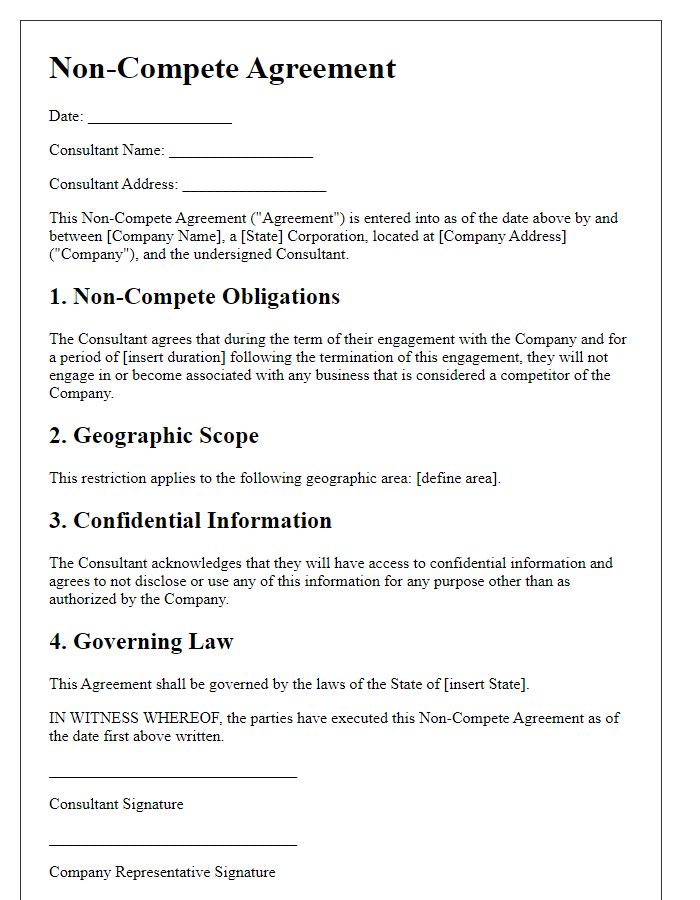 Letter template of Non-Compete Agreement for Consultants