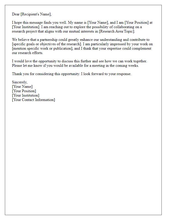 Letter template of research collaboration invitation