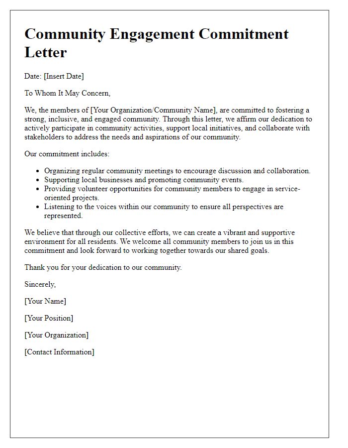 Letter template of Community Engagement Commitment