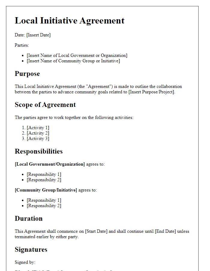 Letter template of Local Initiative Agreement