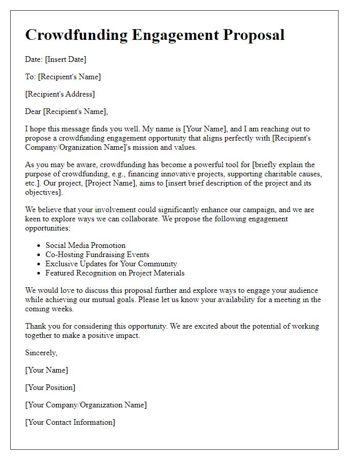 Letter template of crowdfunding engagement proposal.