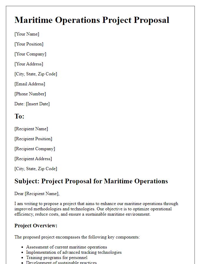 Letter template of maritime operations project proposal