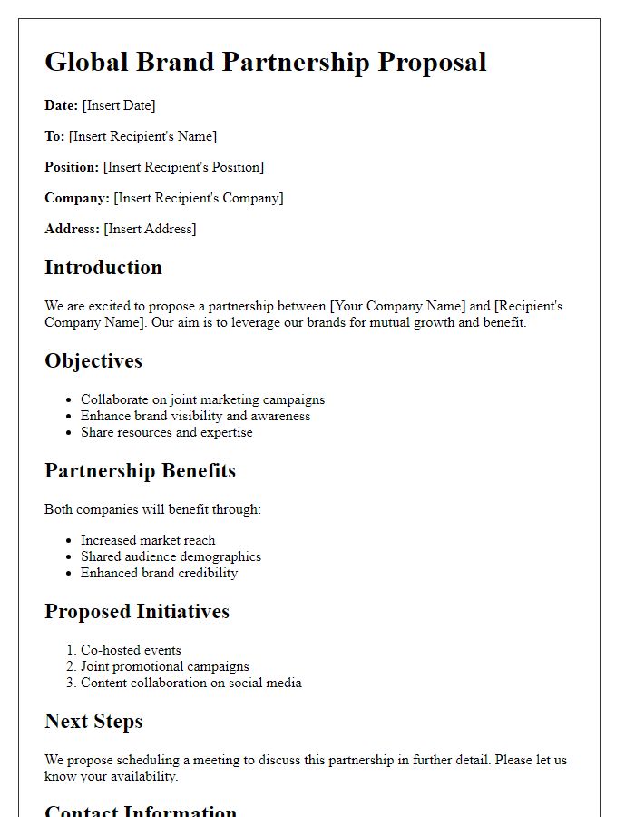 Letter template of global brand partnership outline