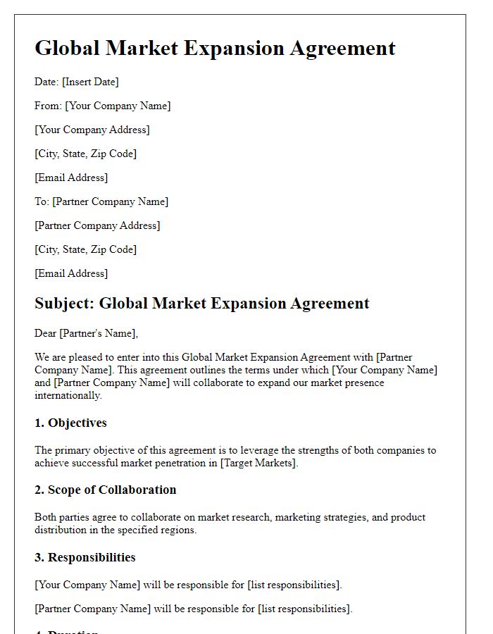 Letter template of global market expansion agreement