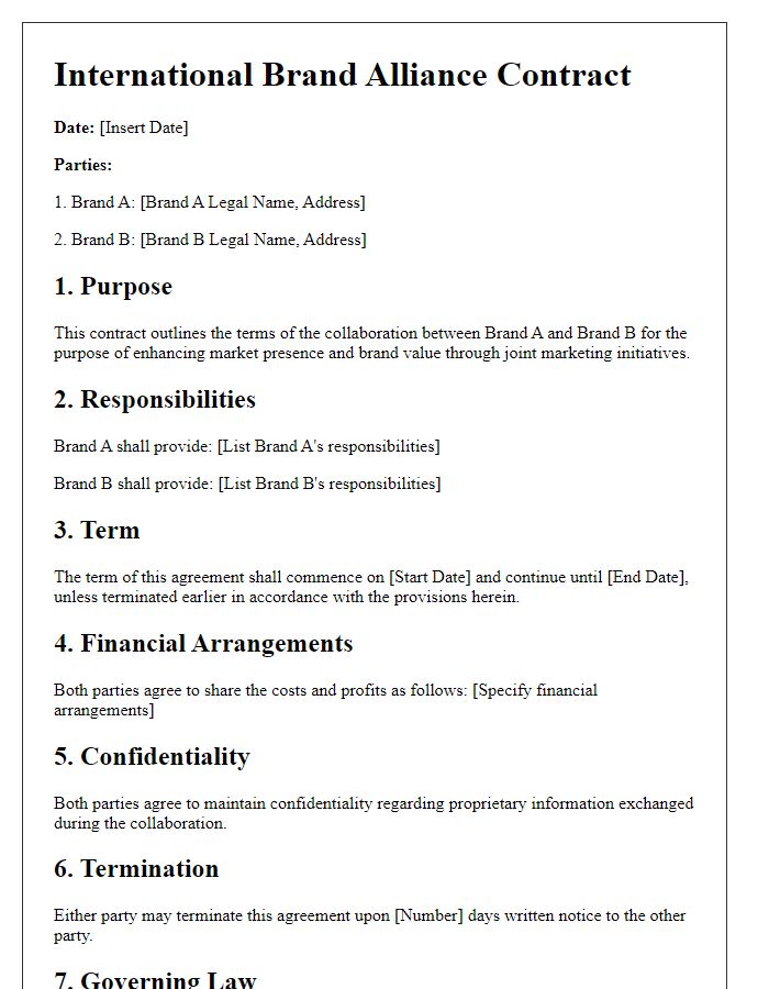 Letter template of international brand alliance contract