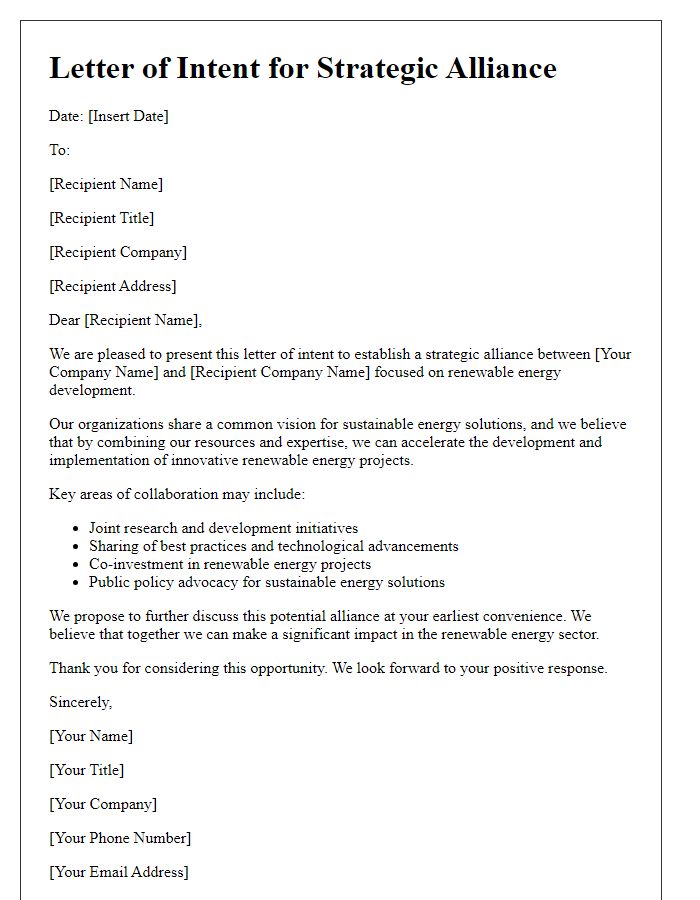 Letter template of Strategic Alliance for Renewable Energy Development