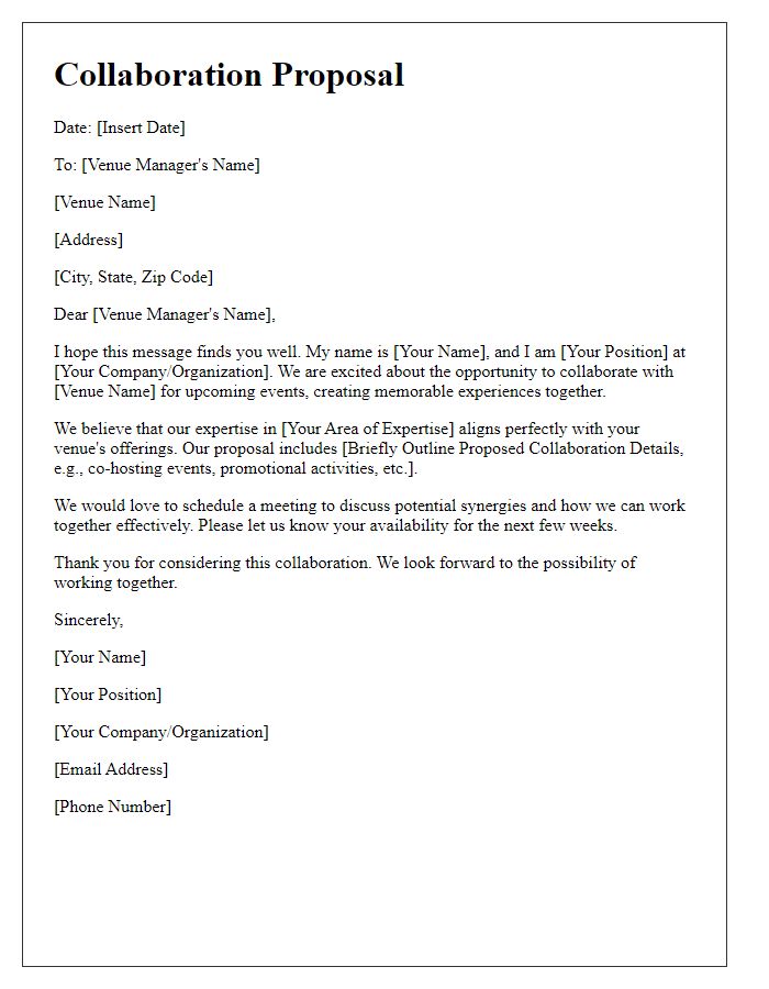 Letter template of Venue Management Collaboration