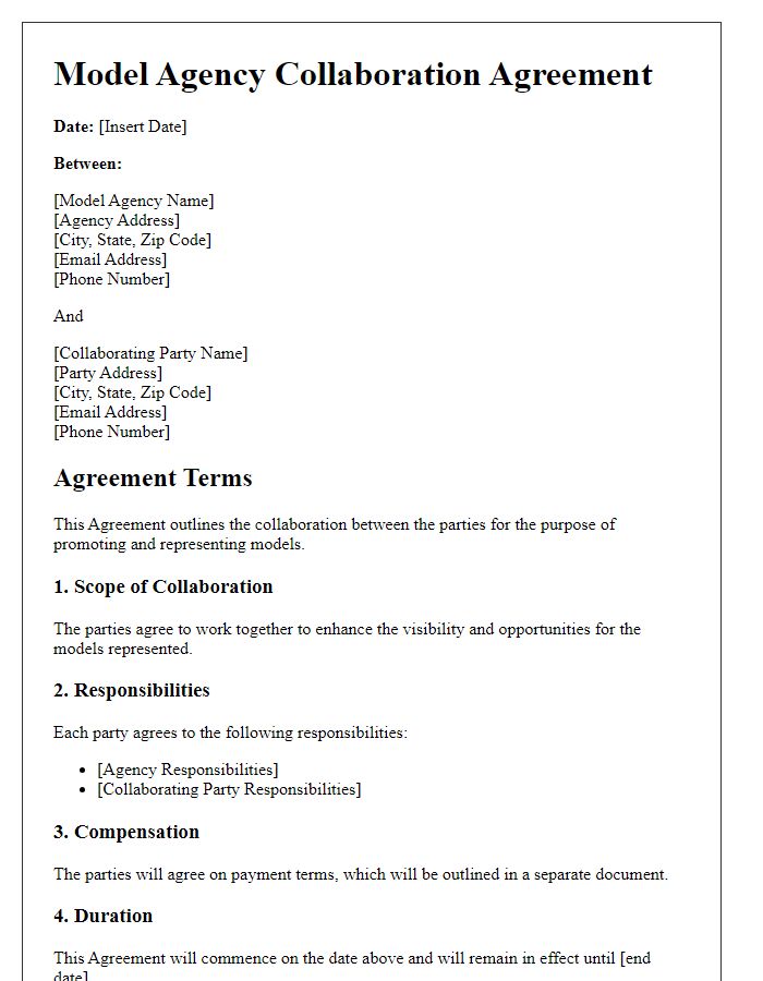 Letter template of model agency collaboration agreement