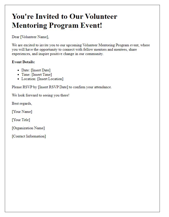 Letter template of volunteer mentoring program event invitation