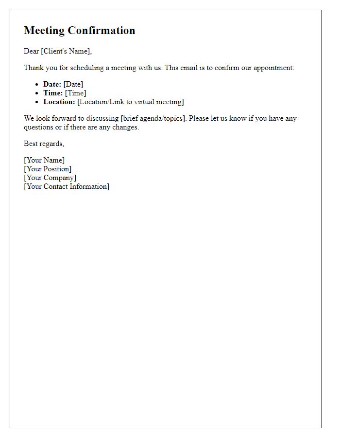 Letter template of Confirming Your Client Meeting