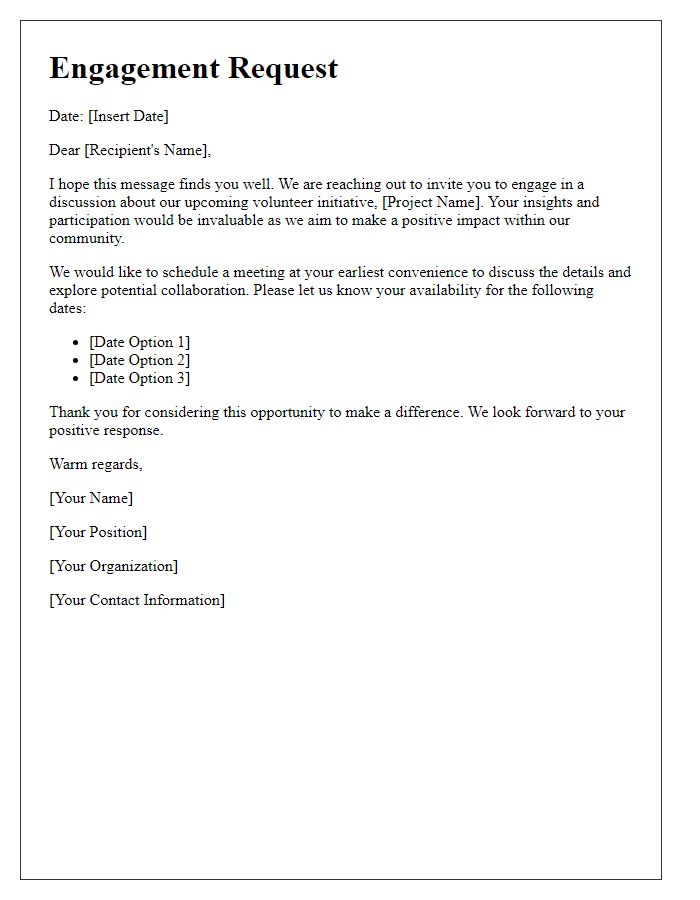 Letter template of Engagement Request for Volunteer Initiative Discussion