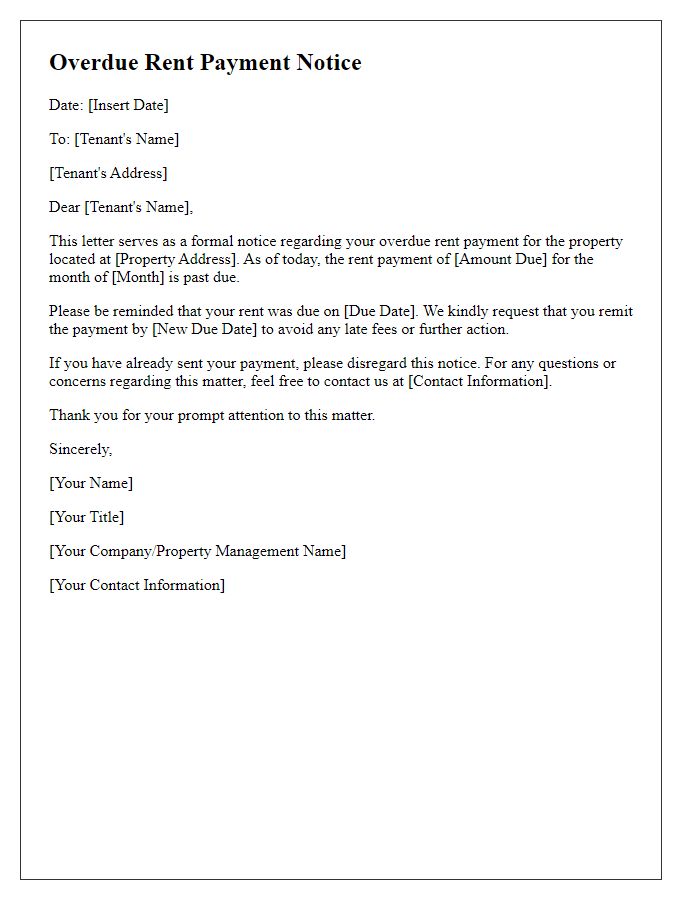 Letter template of overdue rent payment notice