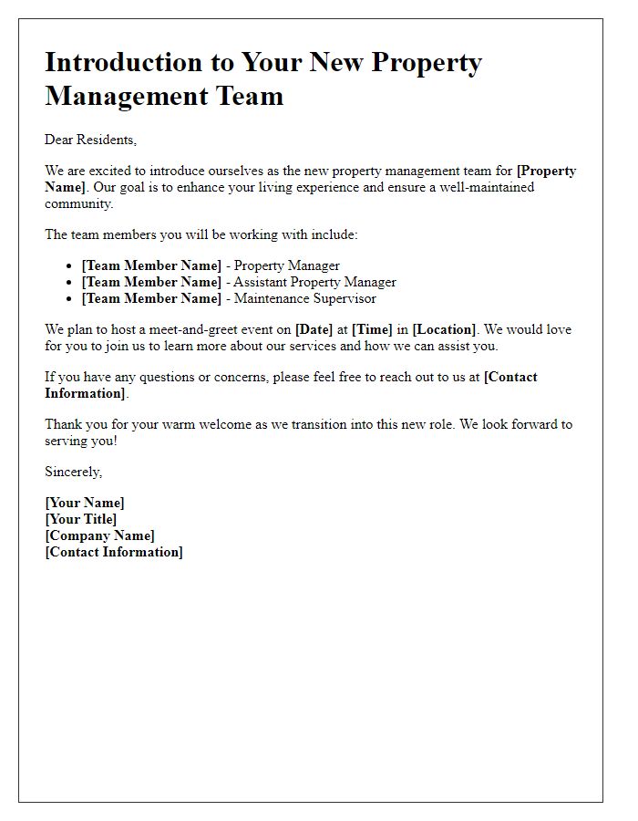 Letter template of introduction to new property management team