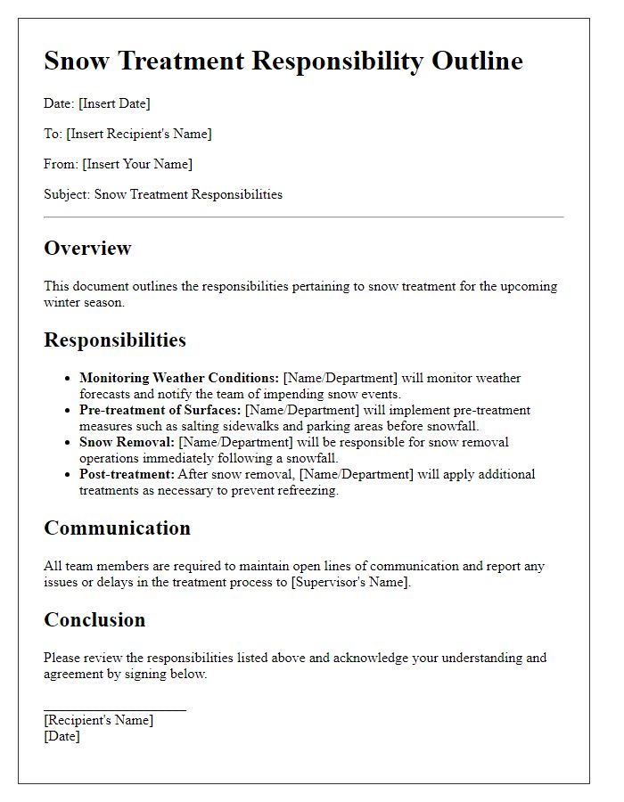 Letter template of snow treatment responsibility outline