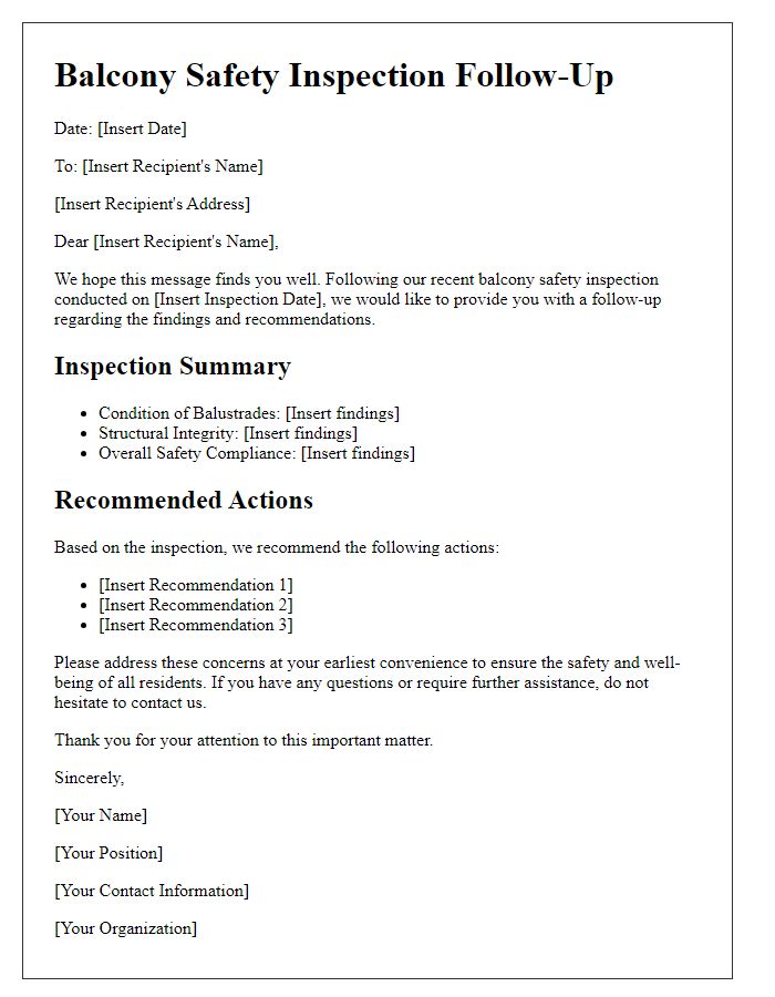 Letter template of balcony safety inspection follow-up