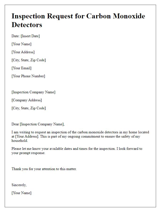 Letter template of carbon monoxide detector inspection request