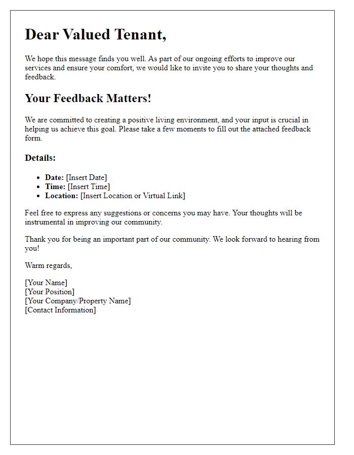 Letter template of Invitation for Tenant Feedback - Share Your Thoughts