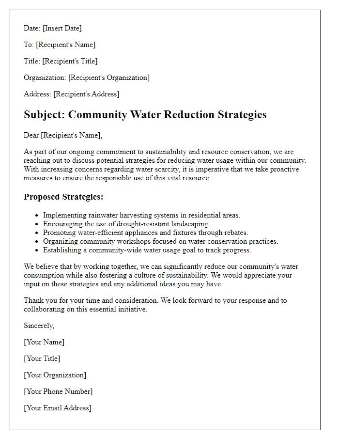 Letter template of community water reduction strategies