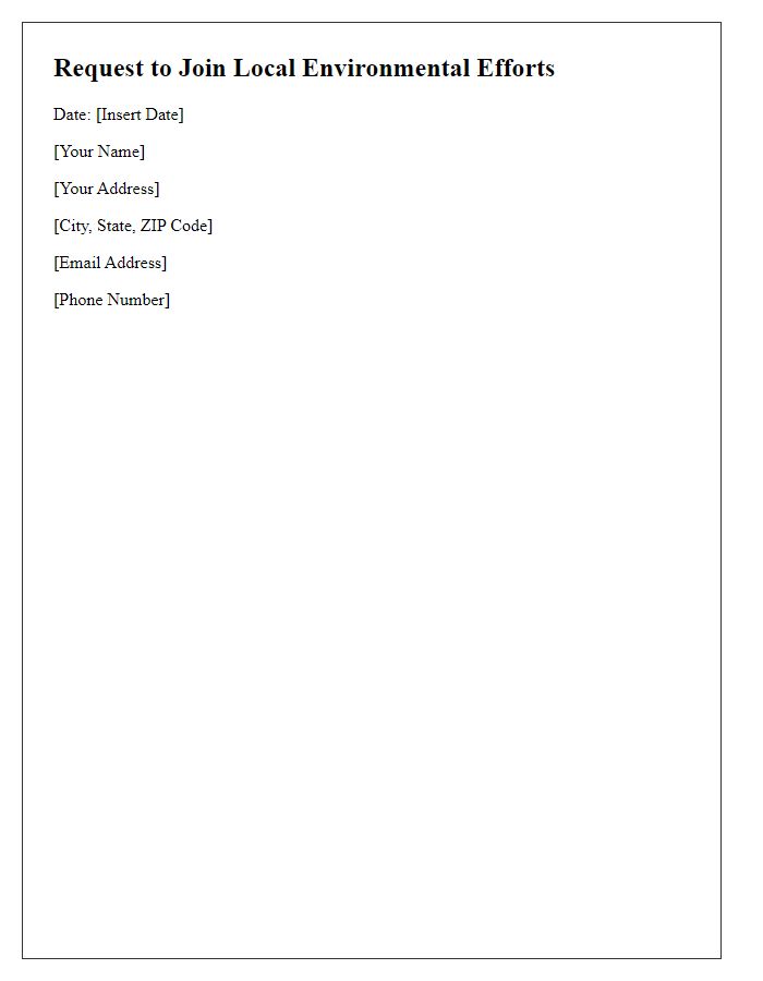 Letter template of request to join local environmental efforts