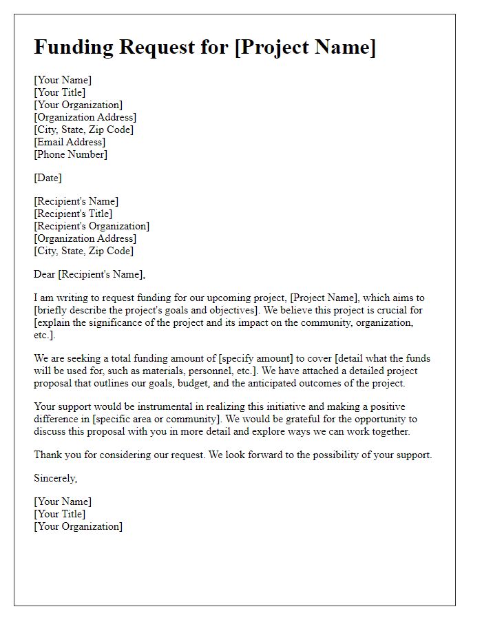 Letter template of funding request for project proposal