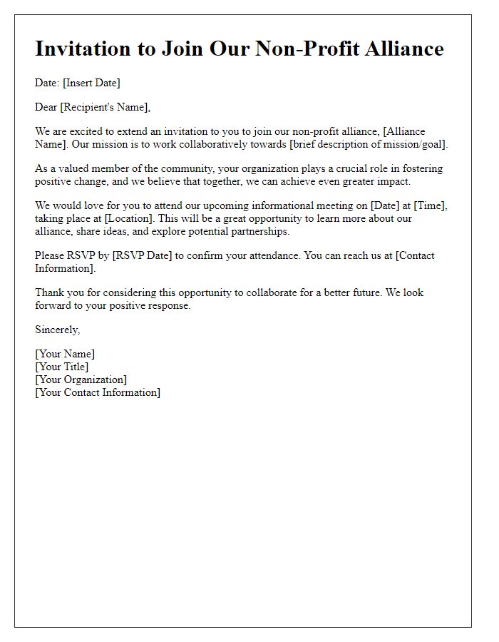 Letter template of invitation for non-profit alliance