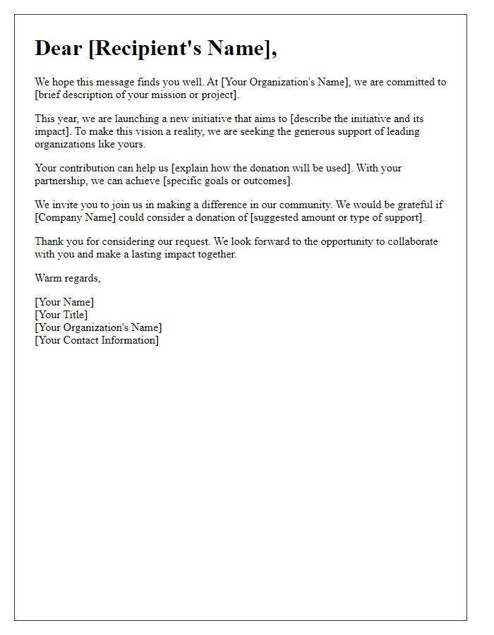 Letter template of corporate donation appeal