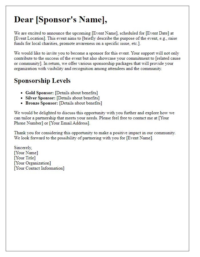 Letter template of event sponsorship invitation