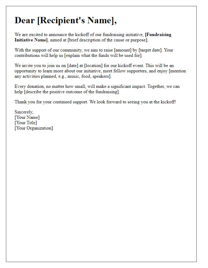 Letter template of a fundraising initiative kickoff