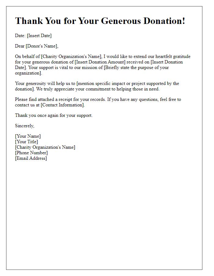 Letter template of Charity Donation Acknowledgment