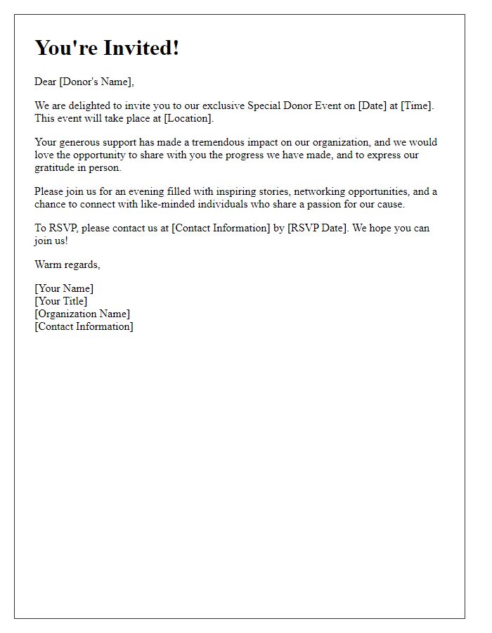 Letter template of invitation to special donor events