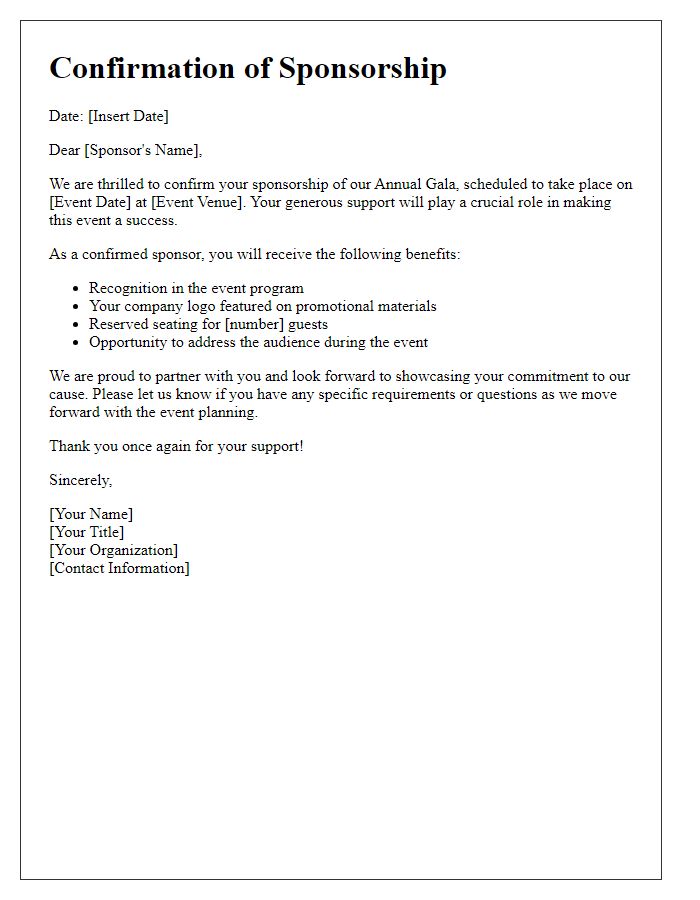 Letter template of sponsorship confirmation for our annual gala.