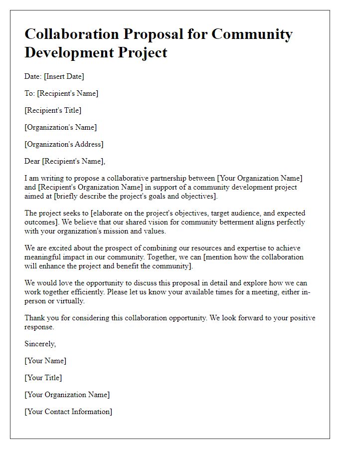 Letter template of collaboration proposal for community development project