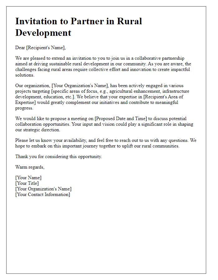 Letter template of rural development partnership invitation