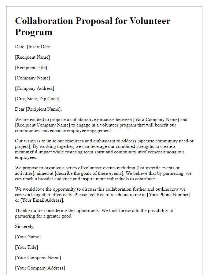 Letter template of volunteer program collaboration between companies