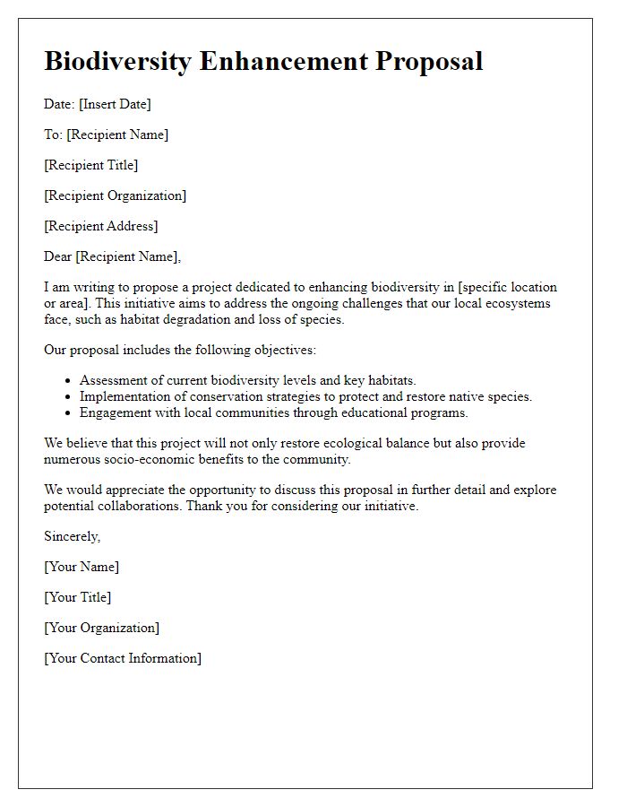 Letter template of biodiversity enhancement proposal