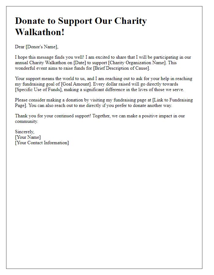 Letter template of fundraising request for charity walkathon