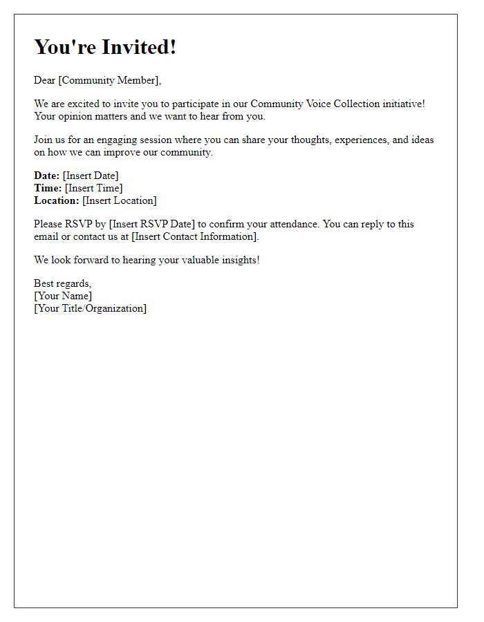 Letter template of community voice collection invitation