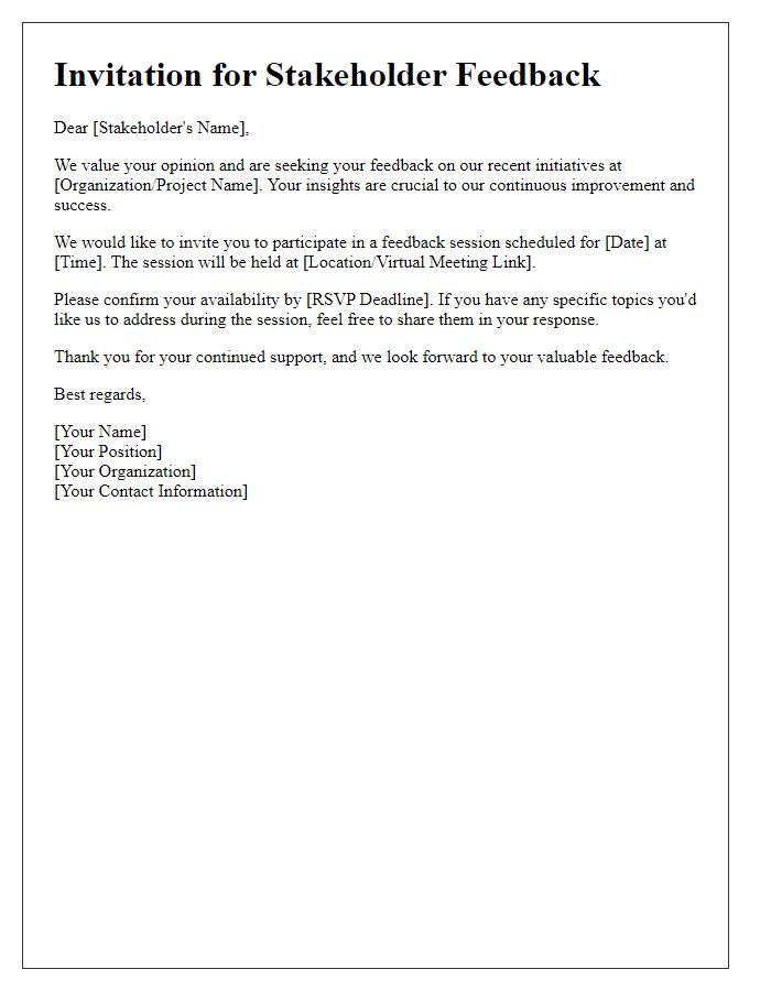 Letter template of stakeholder feedback invitation