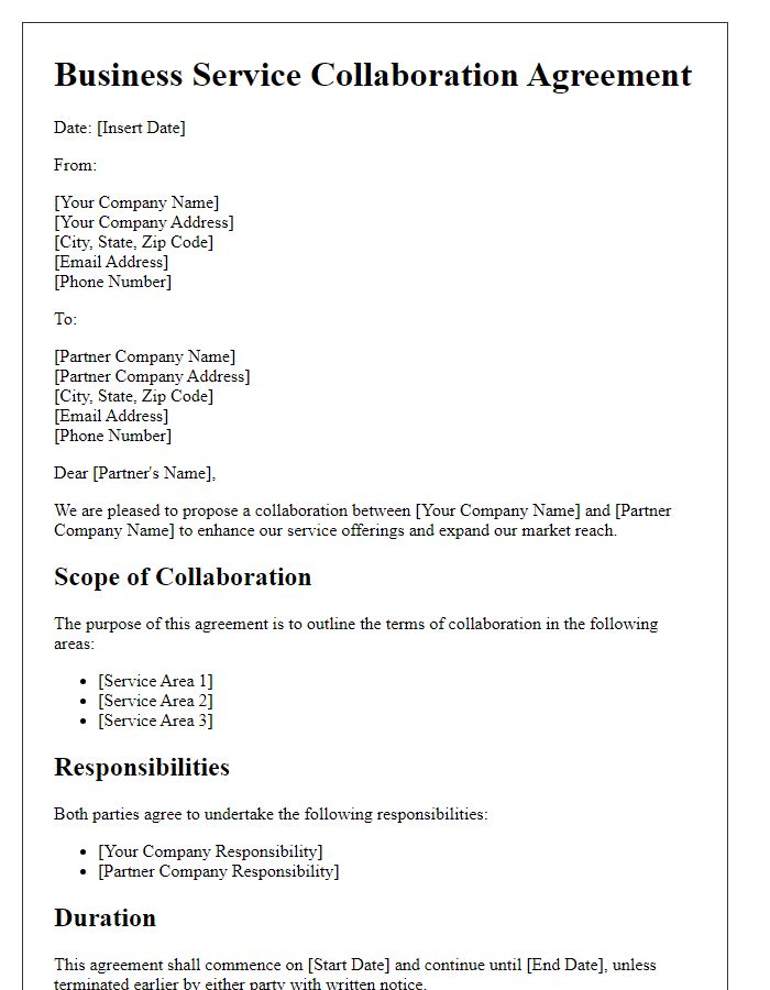 Letter template of Business Service Collaboration Agreement