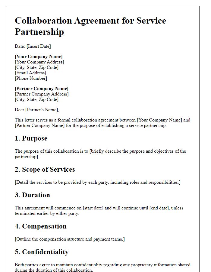 Letter template of Collaboration Agreement for Service Partnership